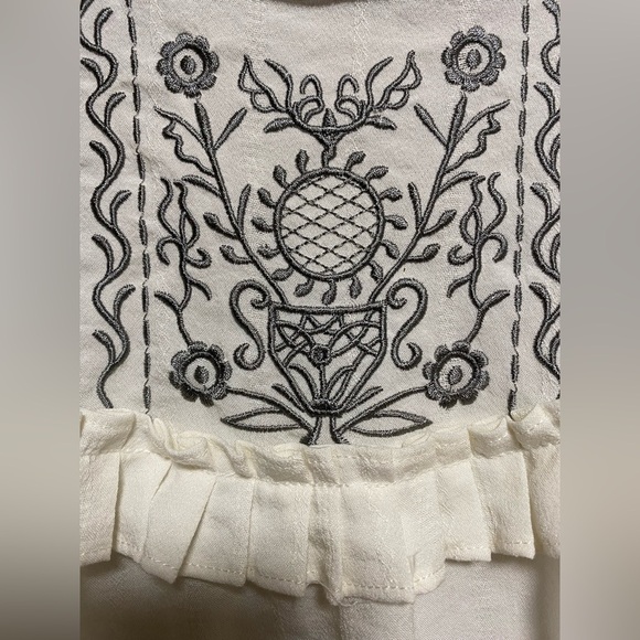 Ivory Embroidered Blouse with Ruffle Detail - Picture 4 of 8